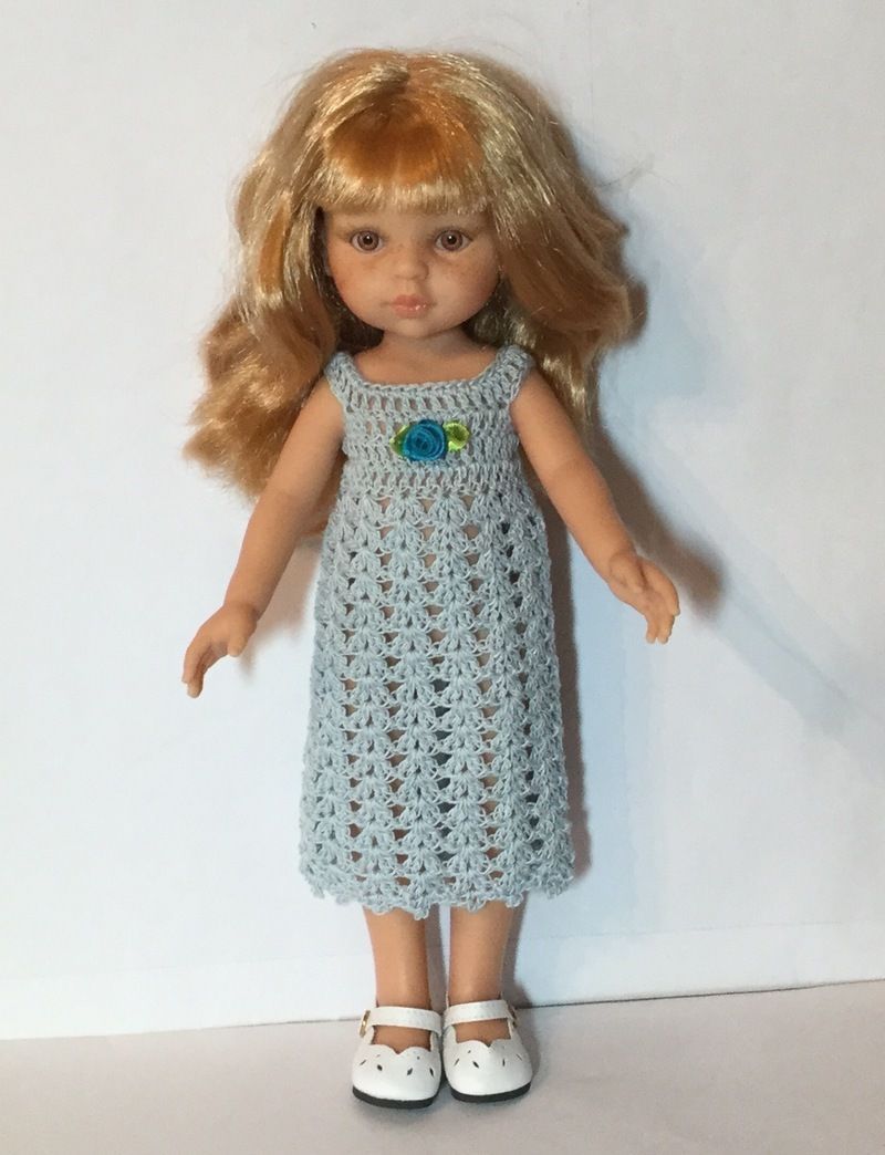 ROBE de poupée en coton blanc Taille Bleuette (27cm) Repro ou